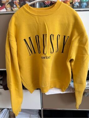 MOUSSY Mustard Yellow Logo Crewneck Sweatshirt